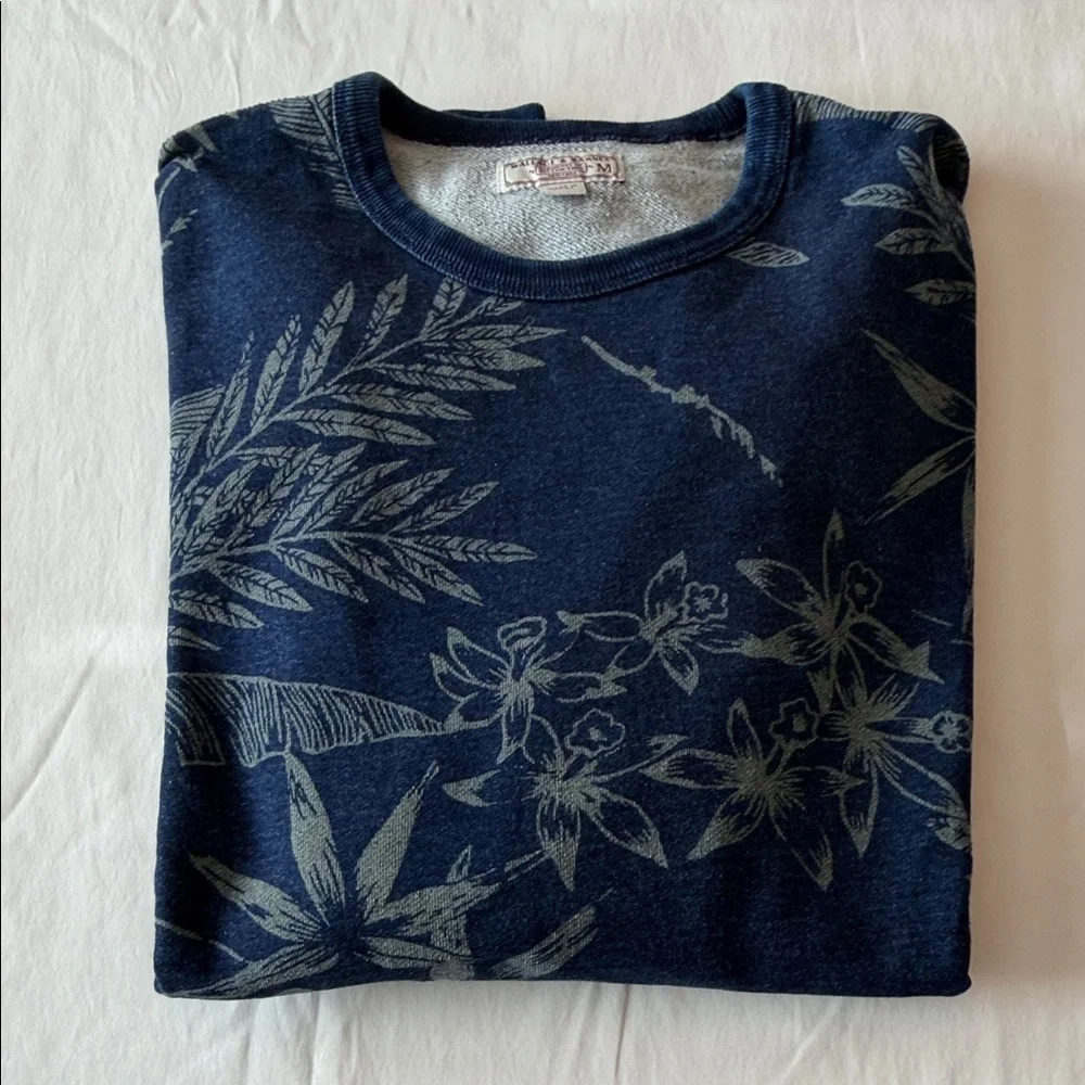J. Crew x Wallace & Barnes Indigo Men's Blue Floral Crewneck Sweatshirt